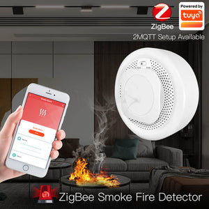 MOES ZigBee Smart Smoke & Fire Detector - Wireless Alarm Sensor with 85dB Siren, Works with Alexa, Google Home, SmartThings, Tuya, Battery-Powered, CE Certified for Home Safety