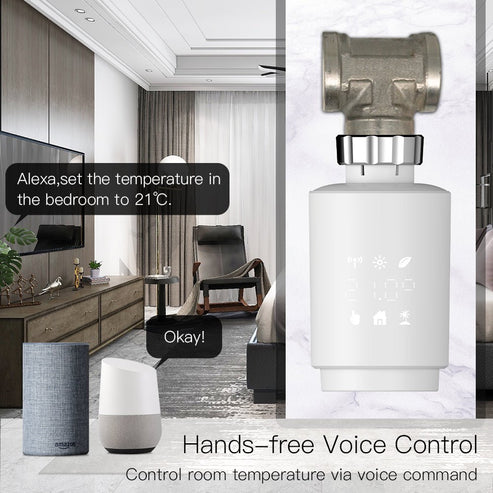 Zigbee Smart Thermostat Radiator Valve TRV - Energy Saving Programmable Thermostatic Valve with Digital Timer, Works with Alexa/Google Home/MQTT, Voice & App Remote Control