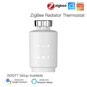 Zigbee Smart Thermostat Radiator Valve TRV - Energy Saving Programmable Thermostatic Valve with Digital Timer, Works with Alexa/Google Home/MQTT, Voice & App Remote Control