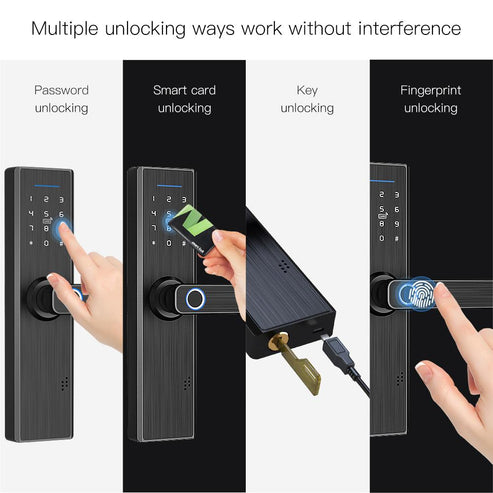 WiFi Smart Door Lock with Fingerprint Entry - Keyless Security Lock with Multiple Unlocking Methods (App/Password/Card/Key), Remote Access, Auto-Lock, Works with Alexa & Google Home