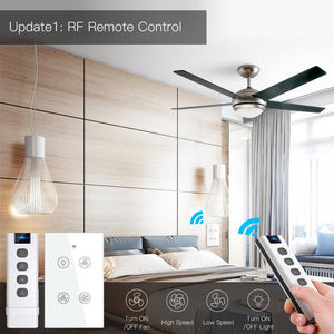 WiFi & RF433 Smart Ceiling Fan Light Touch Switch - Single Pole, Neutral Wire Required - Works with Alexa, Google Home & Smart Life App - Compatible with Most Ceiling Fans & Lights (US Standard)