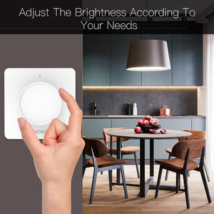 Smart Light Dimmer Rotary Switch - EU Standard with Schedule Timer & Brightness Memory, Works with Alexa/Google Home, Touch Control for Dimmable LED Lights (Neutral Wire Required)