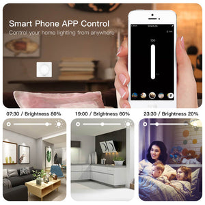 Smart Light Dimmer Rotary Switch - EU Standard with Schedule Timer & Brightness Memory, Works with Alexa/Google Home, Touch Control for Dimmable LED Lights (Neutral Wire Required)