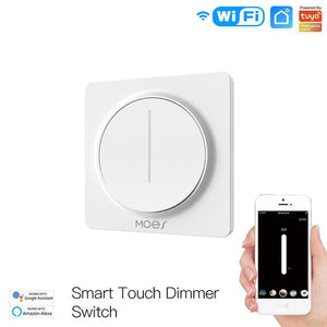 WiFi Smart Light Dimmer Switch - EU Standard Touch Control with Timer & Brightness Memory, Works with Alexa/Google Home, No Hub Required, for Dimmable LED Lights (Neutral Wire Needed)