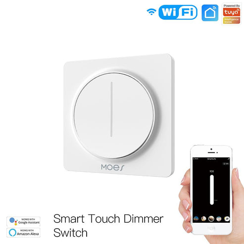 WiFi Smart Light Dimmer Switch - EU Standard Touch Control with Timer & Brightness Memory, Works with Alexa/Google Home, No Hub Required, for Dimmable LED Lights (Neutral Wire Needed)