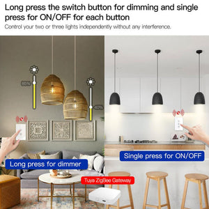 ZigBee Smart Dimmer Switch - Multi-Gang Smart Light Dimmer for Home, US Standard Single Pole, Neutral Wire Required, Works with Alexa/Google Home via ZigBee Hub, Touch Control Panel