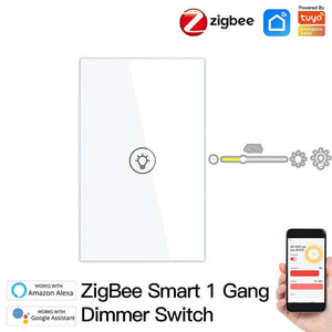 ZigBee Smart Dimmer Switch - Multi-Gang Smart Light Dimmer for Home, US Standard Single Pole, Neutral Wire Required, Works with Alexa/Google Home via ZigBee Hub, Touch Control Panel