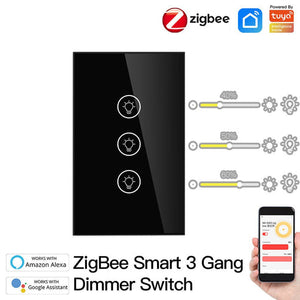 ZigBee Smart Dimmer Switch - Multi-Gang Smart Light Dimmer for Home, US Standard Single Pole, Neutral Wire Required, Works with Alexa/Google Home via ZigBee Hub, Touch Control Panel