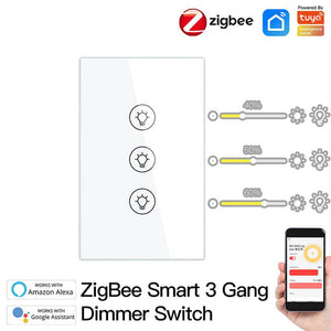 ZigBee Smart Dimmer Switch - Multi-Gang Smart Light Dimmer for Home, US Standard Single Pole, Neutral Wire Required, Works with Alexa/Google Home via ZigBee Hub, Touch Control Panel