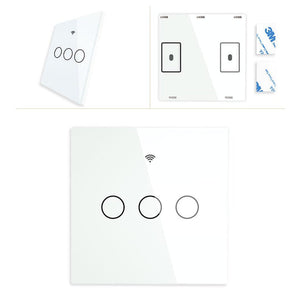 RF433 Smart Wireless Wall Switch - Glass Panel Touch Transmitter, Multi-Control Remote, EU Standard, No Wiring Needed, Compatible with Lights/Fans/Appliances (433MHz Frequency)