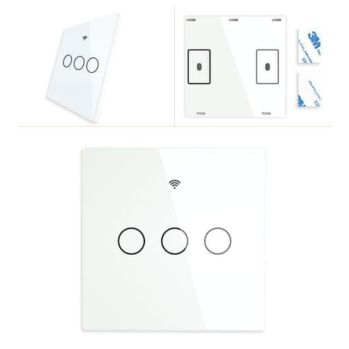 RF433 Smart Wireless Wall Switch - Glass Panel Touch Transmitter, Multi-Control Remote, EU Standard, No Wiring Needed, Compatible with Lights/Fans/Appliances (433MHz Frequency)