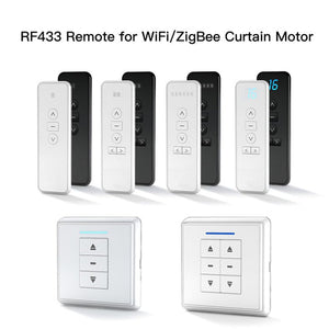 Smart RF433 Remote Emitter for WiFi/ZigBee Curtain Motors - Universal Wireless Controller, Works with Alexa/Google Home, Tuya Smart Life App, No Hub Required, DIY Timing Control (433MHz)