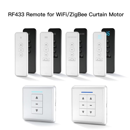 Smart RF433 Remote Emitter for WiFi/ZigBee Curtain Motors - Universal Wireless Controller, Works with Alexa/Google Home, Tuya Smart Life App, No Hub Required, DIY Timing Control (433MHz)