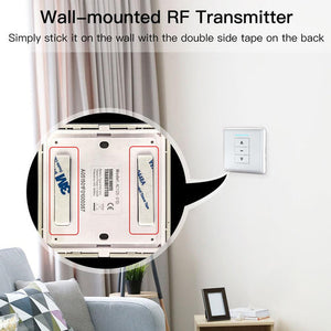 Smart RF433 Remote Emitter for WiFi/ZigBee Curtain Motors - Universal Wireless Controller, Works with Alexa/Google Home, Tuya Smart Life App, No Hub Required, DIY Timing Control (433MHz)