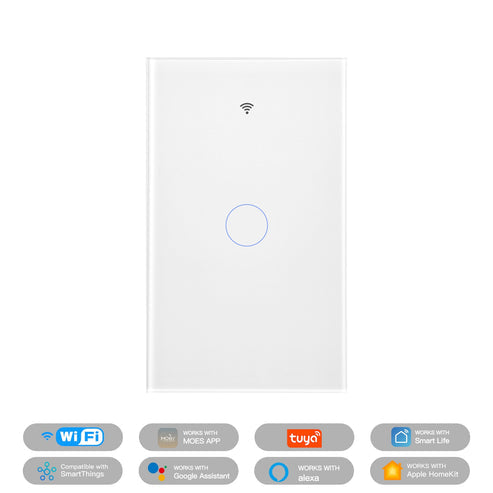 Matter WiFi Smart Light Switch - Glass Panel Touch, Neutral Wire Required, Compatible with Alexa, Google Home & Apple HomeKit (2.4GHz), US Standard, Single Pole/3-Way, White