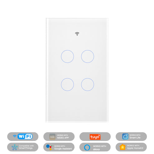 Matter WiFi Smart Light Switch - Glass Panel Touch, Neutral Wire Required, Compatible with Alexa, Google Home & Apple HomeKit (2.4GHz), US Standard, Single Pole/3-Way, White