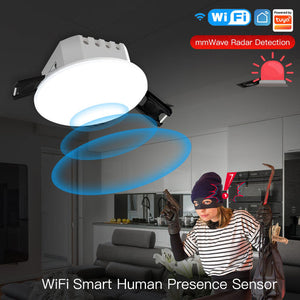 Zigbee/WiFi Smart Human Presence Detector - mmWave Radar & PIR Dual Detection, Ceiling Mount, Works with Alexa/Google Home, for Home/Office Automation, Accurate Motion Sensing