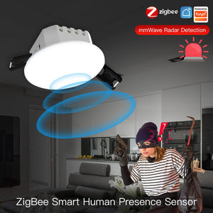 Zigbee/WiFi Smart Human Presence Detector - mmWave Radar & PIR Dual Detection, Ceiling Mount, Works with Alexa/Google Home, for Home/Office Automation, Accurate Motion Sensing