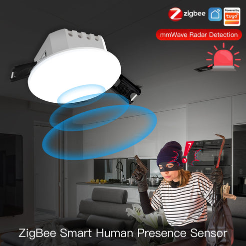 Zigbee/WiFi Smart Human Presence Detector - mmWave Radar & PIR Dual Detection, Ceiling Mount, Works with Alexa/Google Home, for Home/Office Automation, Accurate Motion Sensing
