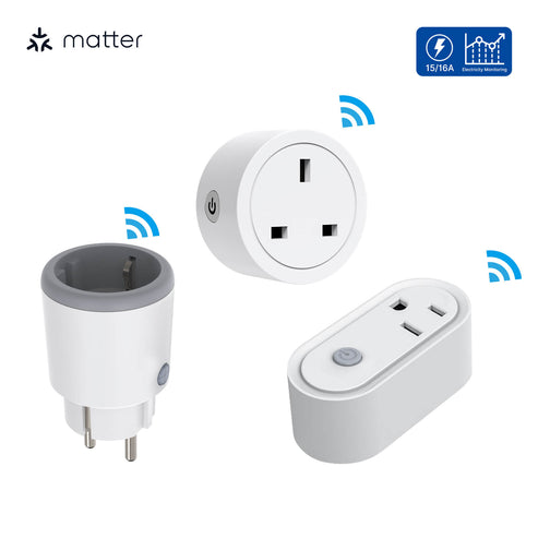 Smart Plug with Matter Support | WiFi Outlet with Timer & Energy Monitoring | Works with Alexa/Google/HomeKit | No Hub Required | 15A/1875W | 2.4GHz WiFi | Remote Control via App
