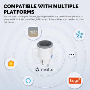 Smart Plug with Matter Support | WiFi Outlet with Timer & Energy Monitoring | Works with Alexa/Google/HomeKit | No Hub Required | 15A/1875W | 2.4GHz WiFi | Remote Control via App