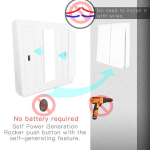 Smart RF433 Wireless Push Button Switch - Self-Powered, Multi-Control Transmitter, No Battery Needed, EU Version, Compatible with Lights/Fans/Appliances (433MHz)