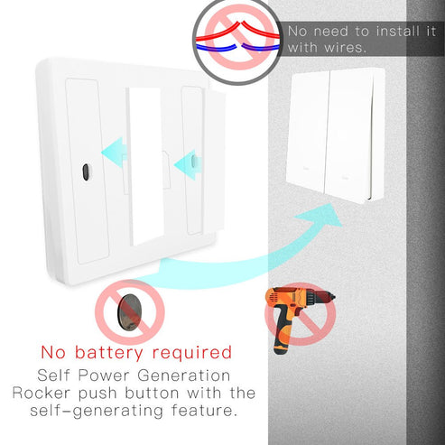 Smart RF433 Wireless Push Button Switch - Self-Powered, Multi-Control Transmitter, No Battery Needed, EU Version, Compatible with Lights/Fans/Appliances (433MHz)