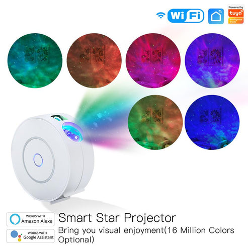 MOES WiFi Smart Star Projector Galaxy Light - 360° Nebula Cloud & Moving Ocean Wave Projection, Night Light with Bluetooth Music Sync, White Noise, for Bedroom, Nursery, Home Theater (App Control, Alexa/Google)