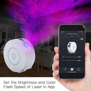 MOES WiFi Smart Star Projector Galaxy Light - 360° Nebula Cloud & Moving Ocean Wave Projection, Night Light with Bluetooth Music Sync, White Noise, for Bedroom, Nursery, Home Theater (App Control, Alexa/Google)