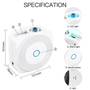 MOES WiFi Smart Star Projector Night Light - Square Galaxy Projector with Bluetooth Music Player, 360° Starry Sky & Nebula Effects, App Control, Sleep Sounds, for Bedroom, Nursery, Home Theater (Works with Alexa)