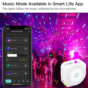 MOES WiFi Smart Star Projector Night Light - Square Galaxy Projector with Bluetooth Music Player, 360° Starry Sky & Nebula Effects, App Control, Sleep Sounds, for Bedroom, Nursery, Home Theater (Works with Alexa)