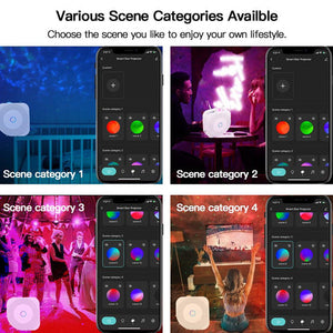 MOES WiFi Smart Star Projector Night Light - Square Galaxy Projector with Bluetooth Music Player, 360° Starry Sky & Nebula Effects, App Control, Sleep Sounds, for Bedroom, Nursery, Home Theater (Works with Alexa)