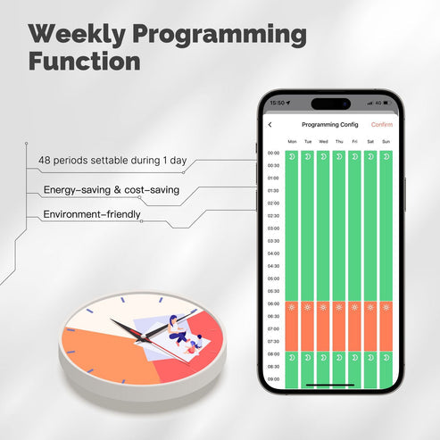 Smart Thermostat for Pilot Wire Heating - WiFi/APP Control for Electric Radiators with Ecowatt Electricity Monitoring | Works with Alexa & Google Home | Energy Saving Programmable Temperature Controller