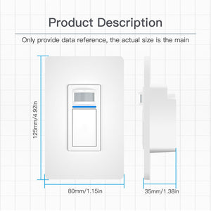 WiFi Smart Light Switch with PIR Motion Sensor - Single Pole, Neutral Wire Required, Works with Alexa & Google Home, 110-125V, Timer & Remote Control, for Home & Office