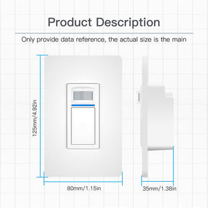 WiFi Smart Light Switch with Motion Sensor - PIR Motion Activated, Single Pole (Neutral Wire Required), Compatible with Alexa & Google Home, 110-125V, No Hub Needed, Auto On/Off for Hallway, Bathroom & Closet