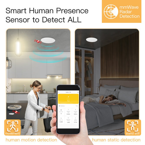 Zigbee/WiFi Smart Human Presence Detector - mmWave Radar & PIR Dual Detection, Ceiling Mount, Works with Alexa/Google Home, for Home/Office Automation, Accurate Motion Sensing