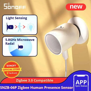 SONOFF SNZB-06P Smart Zigbee 3.0 Human Presence Sensor - Microwave Radar & PIR Motion Detector, Works with Alexa/Google Home/IFTTT, Smart Home Automation