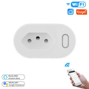 WiFi Smart Plug with Energy Monitor - 16A Smart Socket BR Standard, Works with Alexa & Google Home, App Control, Power Consumption Tracking, 3680W Heavy Duty
