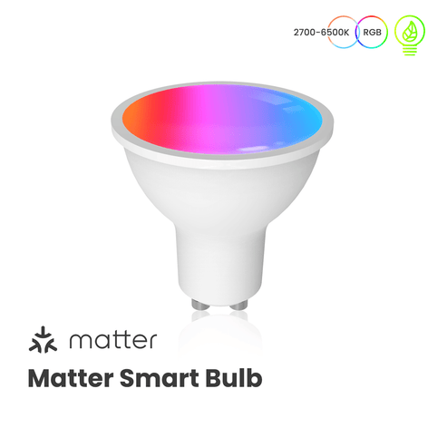 Tuya GU10 Matter Smart Bulb, 5W RGB+CCT Color Changing (2700K-6500K), WiFi & Matter Compatible, Works with Alexa/Google/HomeKit, Dimmable LED Spotlight, Voice & App Control, 16 Million Colors