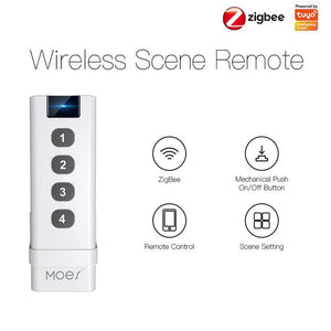 Tuya ZigBee Wireless Scene Switch - 4 Gang Remote Control, Point to Point Smart Switch, Works with Alexa/Google Home, Hub Required, Smart Home Automation