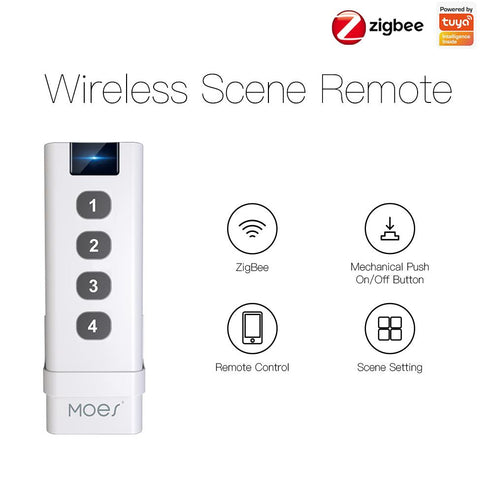 Tuya ZigBee Wireless Scene Switch - 4 Gang Remote Control, Point to Point Smart Switch, Works with Alexa/Google Home, Hub Required, Smart Home Automation