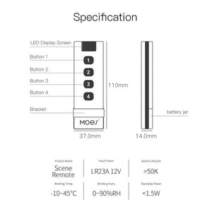 Tuya ZigBee Wireless Smart Scene Switch (4-Gang) - Remote Control for Smart Lights & Devices, Point-to-Point Control, Works with Alexa/Google Home, No Hub Required, ZigBee 3.0 Certified