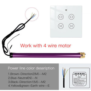 WiFi & RF433 Smart 2-Gang Double Curtain Blind Touch Switch – Neutral Wire Required, Works with Alexa/Google Home, Remote Control, EU Version (No Hub Required)