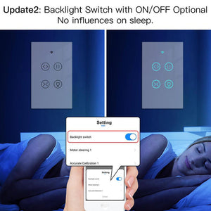 WiFi Curtain Light Switch, RF433 Smart Touch Switch for Curtain Lights, Glass Panel Design, Single Pole, Neutral Wire Required, Compatible with Alexa & Google Home (US Version)