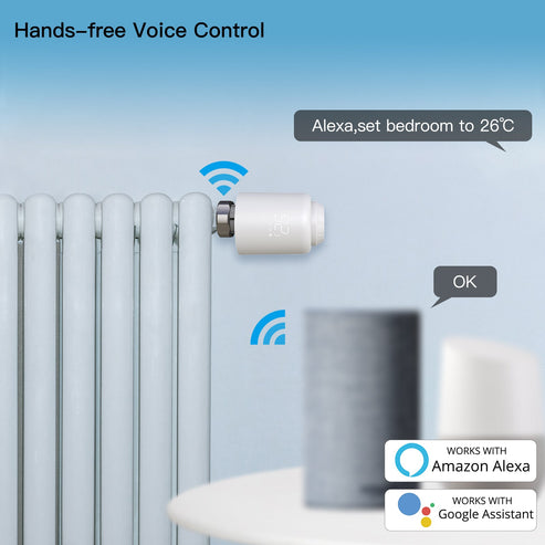 WiFi Smart Thermostatic Radiator Valve (TRV) - Programmable Heating Thermostat with Rotatable Screen, Anti-Scale Mode, Works with Alexa/Google Home, Digital Temperature Control