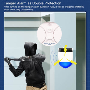 Tuya Smart WiFi/Zigbee Alarm Siren - Outdoor Security Alarm with Solar Charging, IPX5 Waterproof, 110dB Loud Siren, Works with Alexa/Google Home, Rechargeable Battery