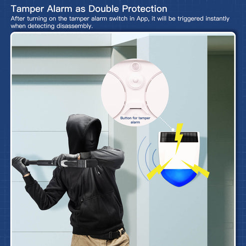 Tuya Smart WiFi/Zigbee Alarm Siren - Outdoor Security Alarm with Solar Charging, IPX5 Waterproof, 110dB Loud Siren, Works with Alexa/Google Home, Rechargeable Battery