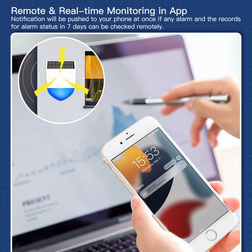 Tuya Smart WiFi/Zigbee Alarm Siren - Outdoor Security Alarm with Solar Charging, IPX5 Waterproof, 110dB Loud Siren, Works with Alexa/Google Home, Rechargeable Battery