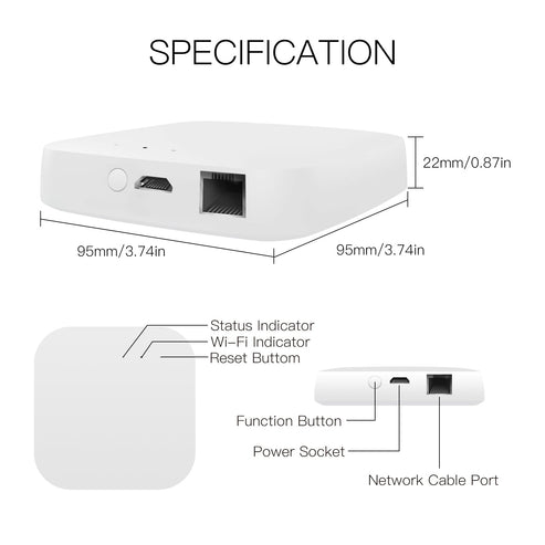 Smart Wired Multi-mode Gateway - ZigBee WiFi Bluetooth Mesh Hub with Away/Home Security Modes, Works with Alexa & Google Home, Ethernet Hub for Smart Lights/Sensors