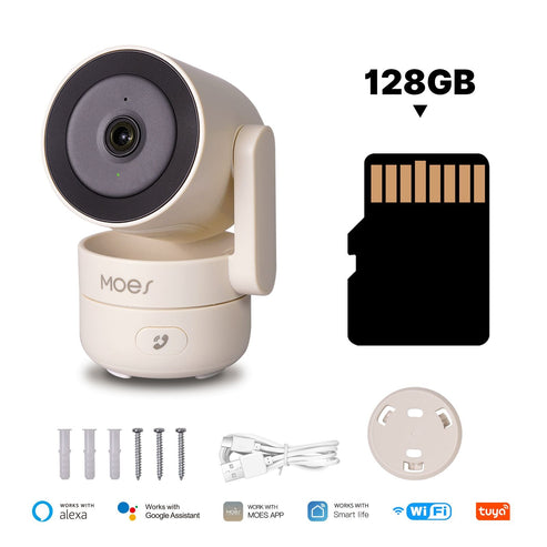 Tuya WiFi Indoor Security Camera - 4MP HD with Night Vision & Motion Detection, 2-Way Audio, Works with Alexa/Google Home, SD Card/Cloud Storage, for Baby/Pet Monitoring